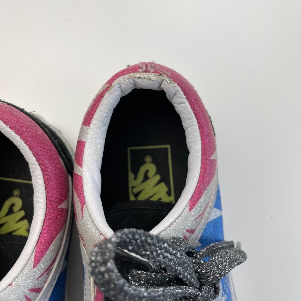 VANS Old Skool Platform Metallic Pink/Blue Black Sneakers Size 5.5 - Picture 8 of 10